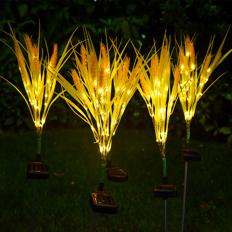 Outdoor solar LED wheat ear lamp for waterproof garden and courtyard lighting with light sensing