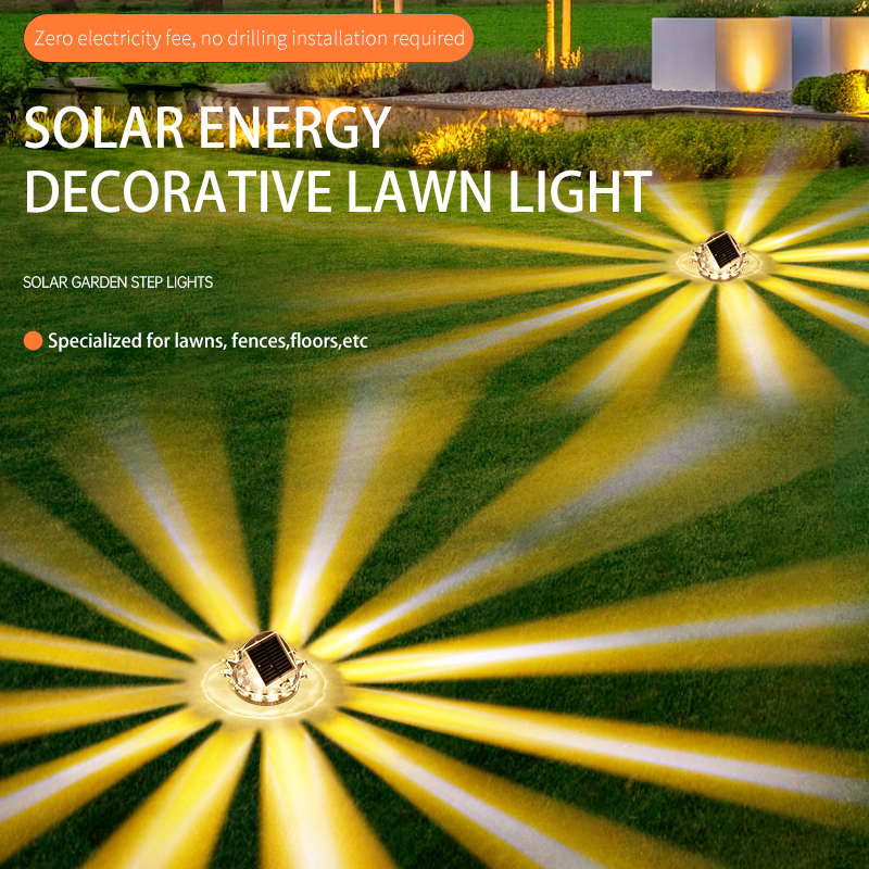 Outdoor solar-powered decorative wall lamps for lawns with ground plug