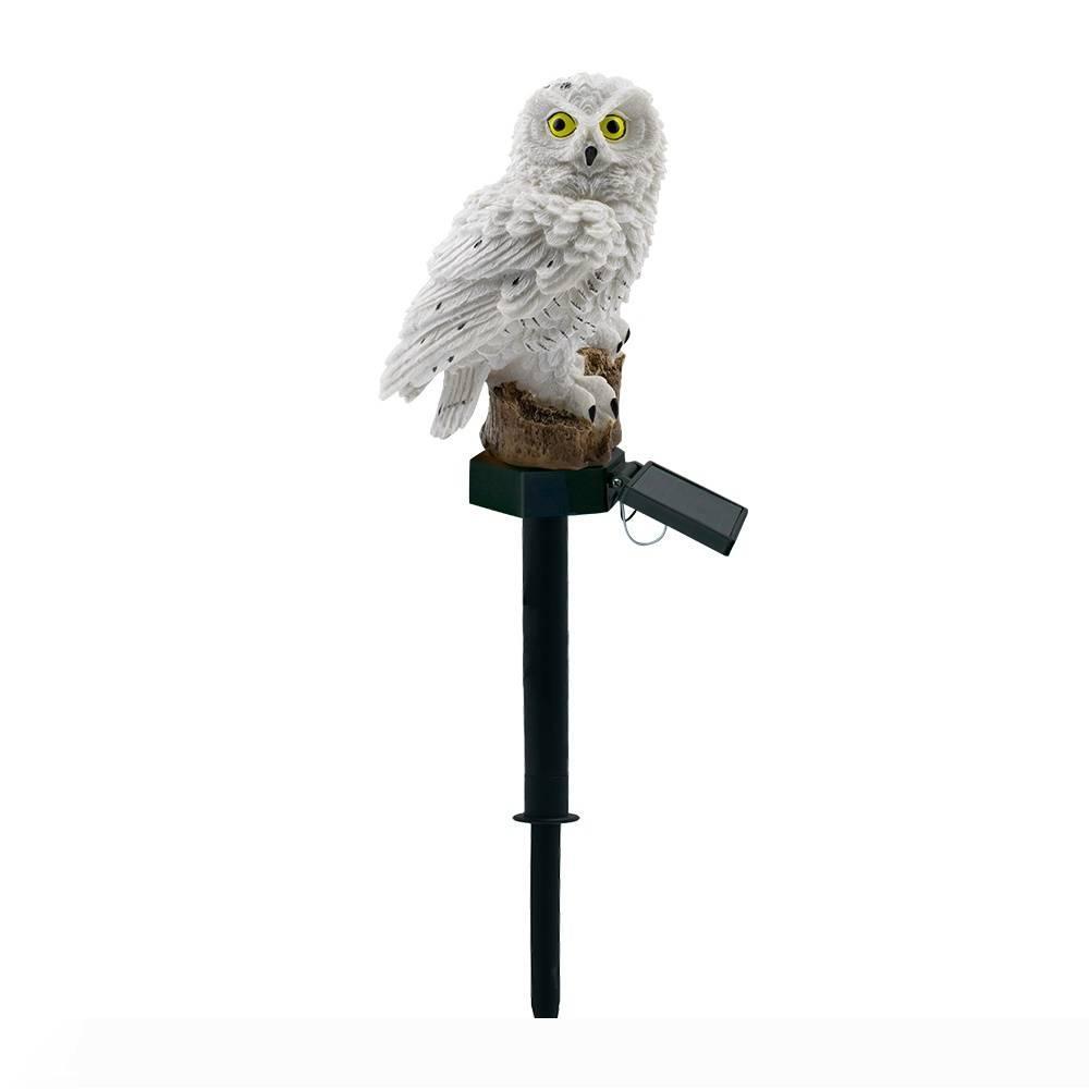 Outdoor solar-powered LED owl lights for garden pathways and lawns