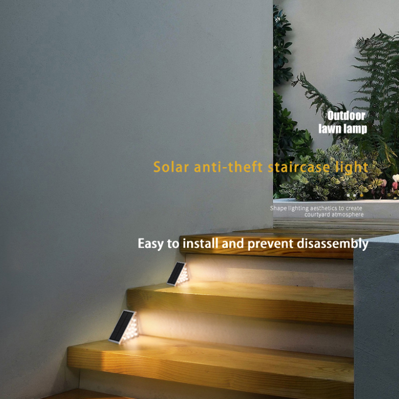Outdoor solar-powered step lights for stairs and courtyards, no wiring needed