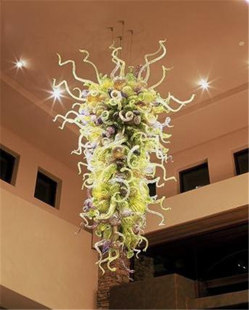 Party Decoration Long and Big Size Glass Chandelier  
Beautiful Yellow Blown Glass Lighting  
Modern Designed Crystal Chandelier