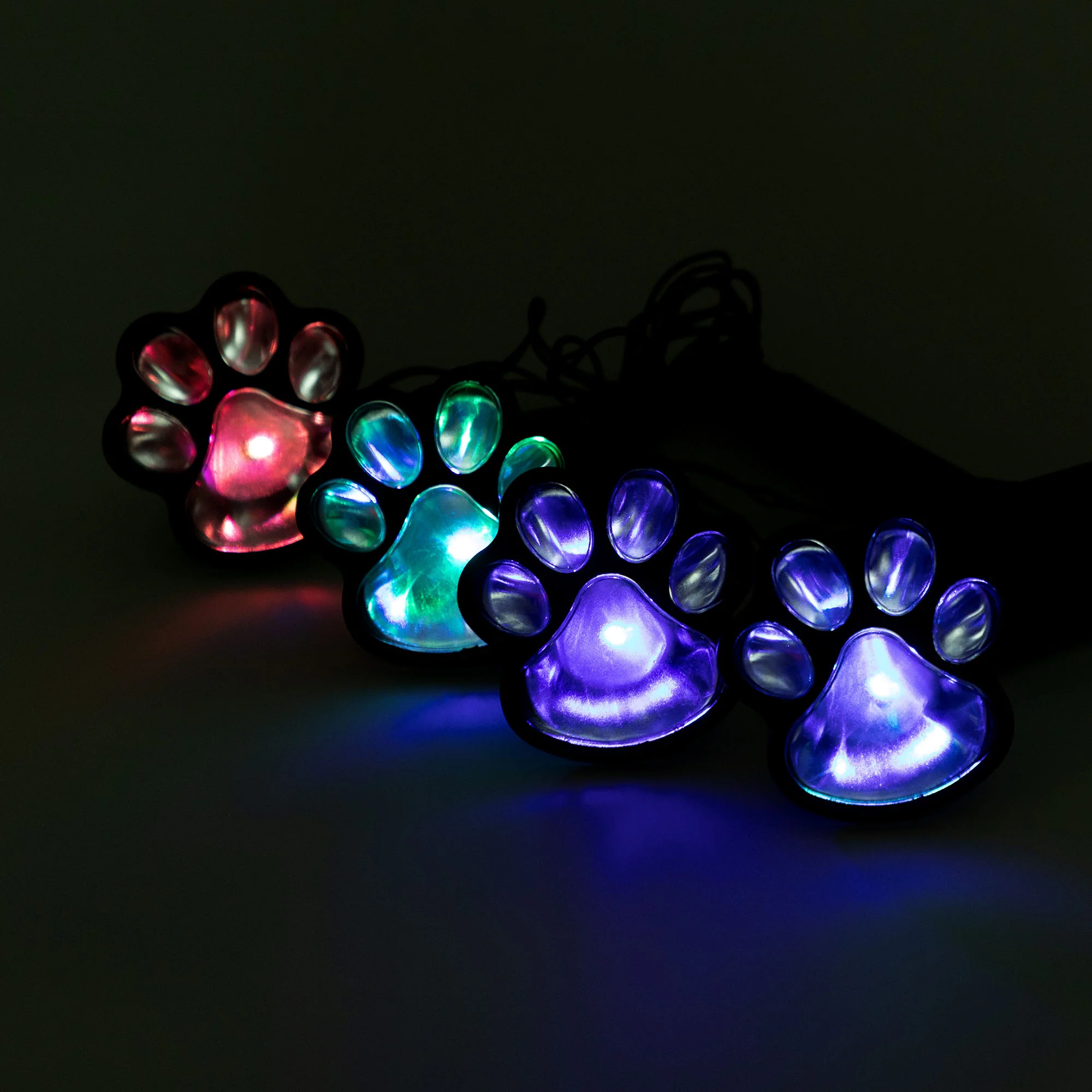 Paw Print Solar Ground Lights - Set of 4 - Multi-Color