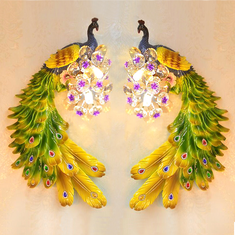 Peacock wall lamp crystal living room background wall light modern bedroom bedside lamps hotel hall KTV aisle lights

Elegant peacock wall lamp with crystal accents for living room, bedroom, or hotel hallway lighting