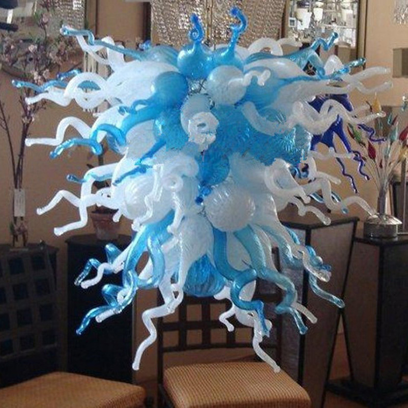 Pendant Lighting LED Chandeliers Ceiling Lamp White Blue Colored Handmade Blown Glass Modern Chandelier Home Decoration