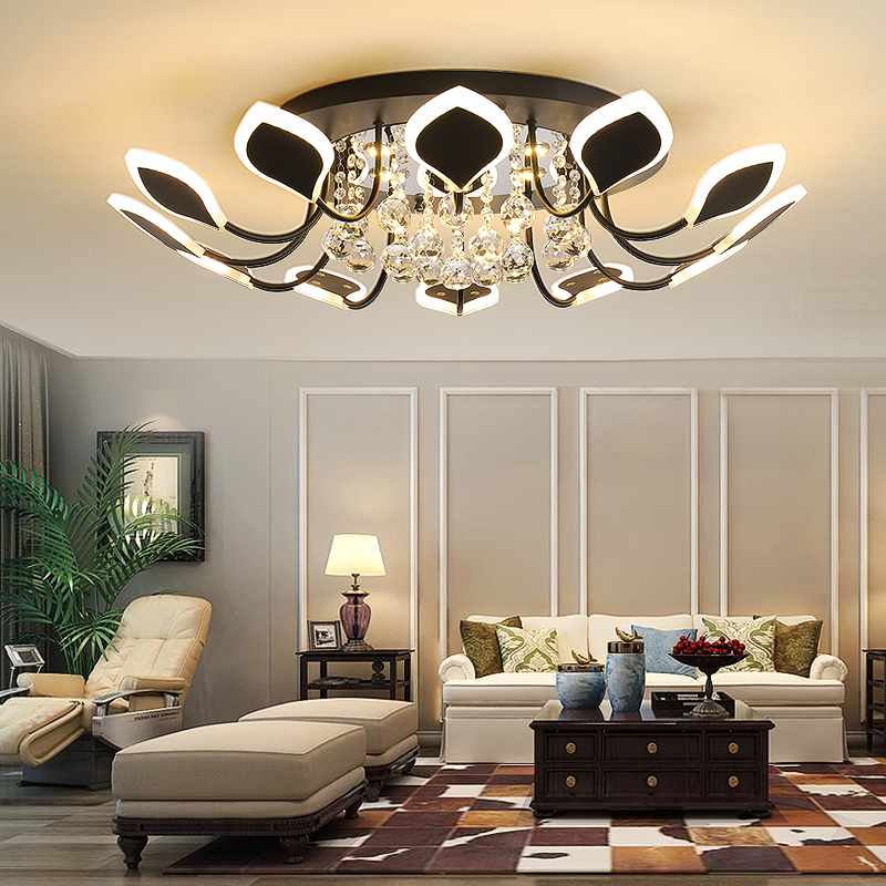 Petal Crystal LED ceiling lamp for modern living rooms and bedrooms, featuring Nordic-style crystal lighting decor