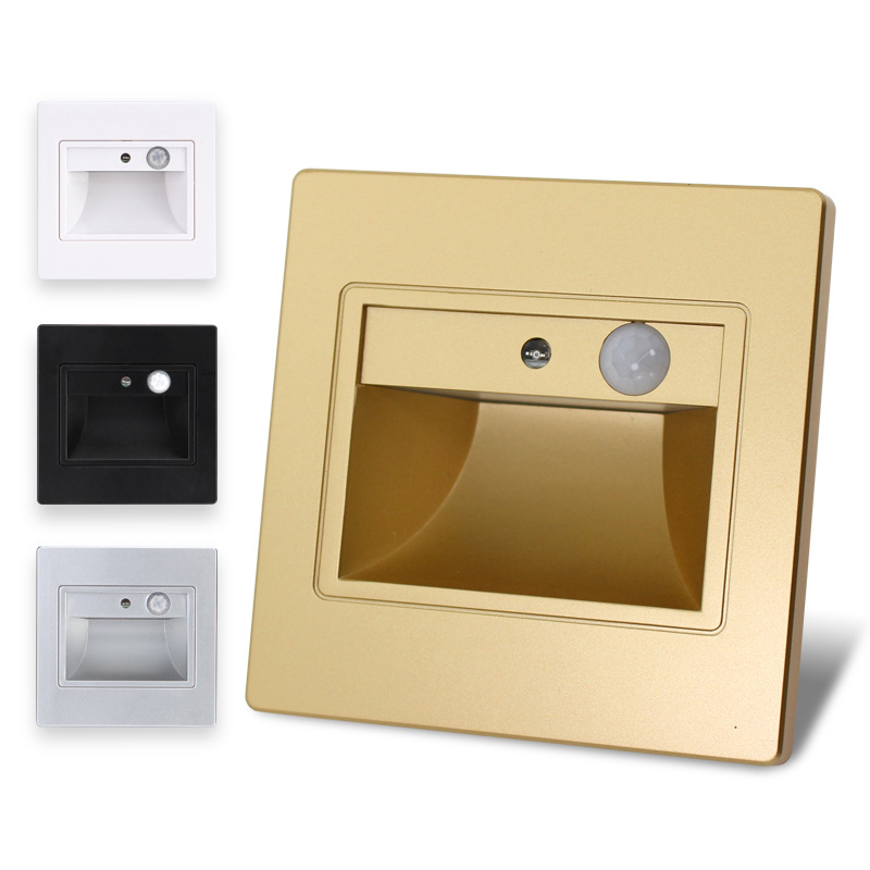 PIR motion detector with light sensor for LED stair lighting featuring infrared human body induction and wall-mounted 86 box design