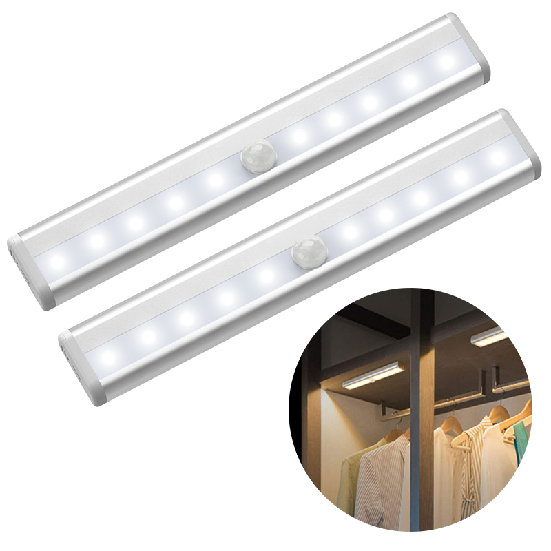 PIR motion-activated LED lighting for closets, stairs, and kitchen cabinets