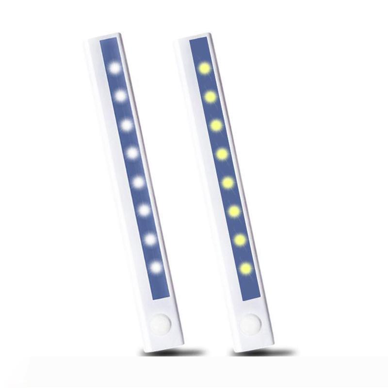 PIR motion-activated LED under-cabinet lighting with 8 LEDs, 240mm length, ideal for kitchens, bedrooms, closets, and wardrobes