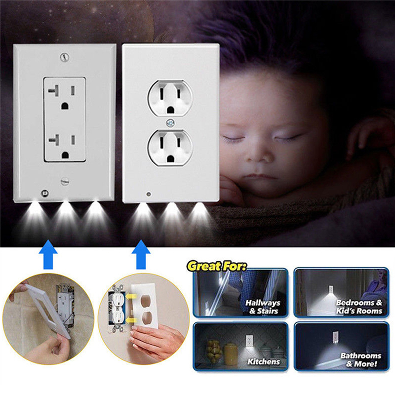 Plug-in LED night light with PIR motion sensor for safe illumination in hallways, bedrooms, and bathrooms