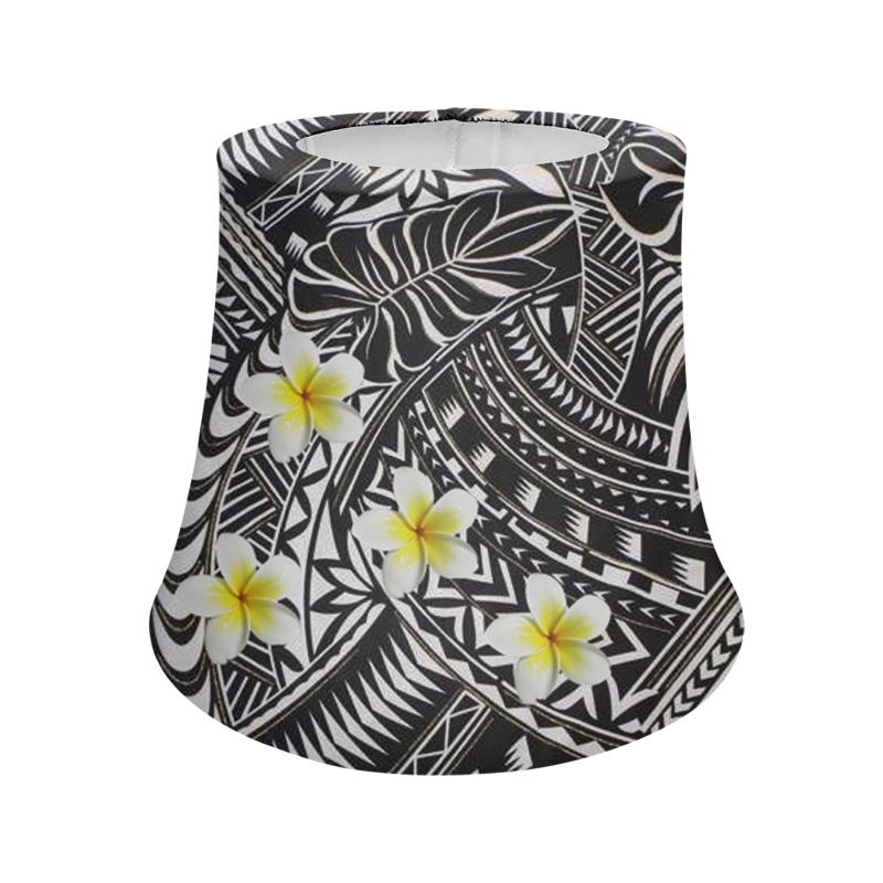 Polynesian floral fabric drum table lampshade cover for modern holiday decor