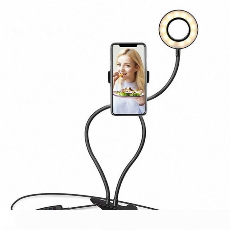 Portable LED ring light with phone stand for streaming and makeup photography