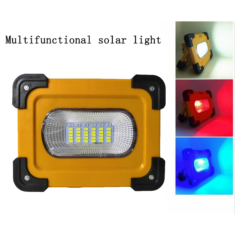 Portable solar-powered 36LED flood light with USB charging and emergency lamp function