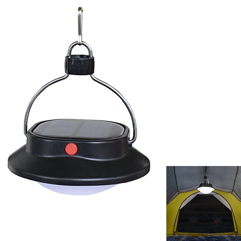 Portable solar-powered 60-LED camping lantern with 5 light modes for outdoor tent use