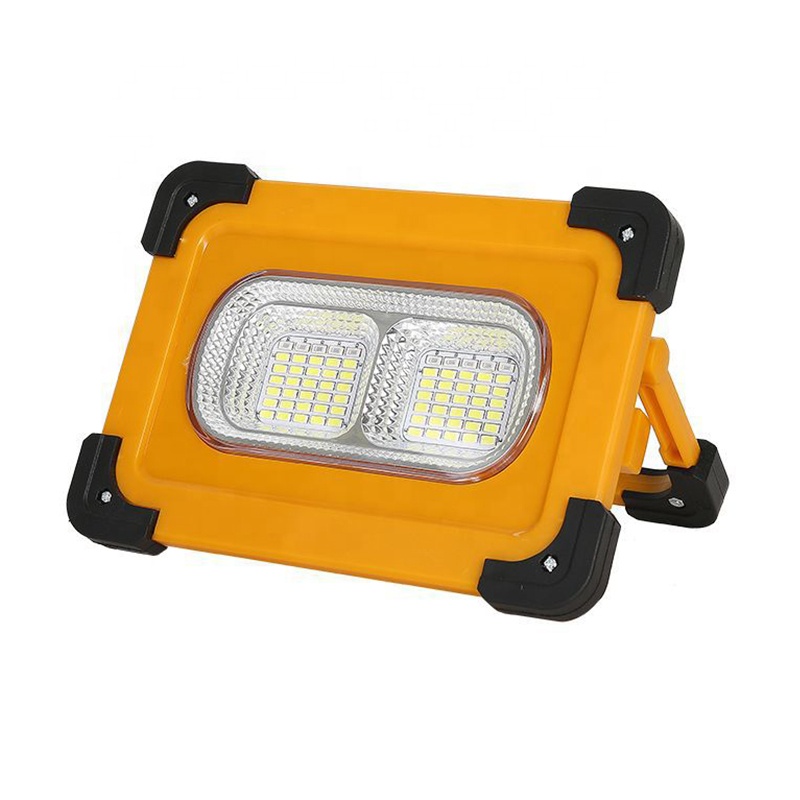 Portable solar-powered USB LED floodlight for energy-efficient camping and emergency lighting