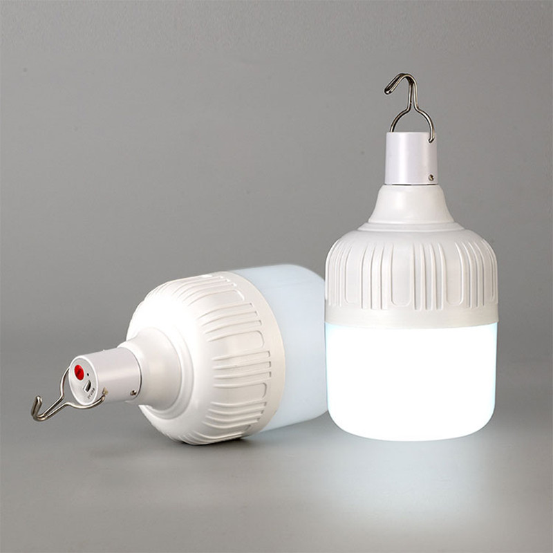 Portable USB-rechargeable LED camping lantern for outdoor use in gardens, patios, and tents