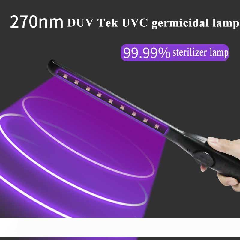 Portable UV sterilization wand with 270-280nm wavelength for quick 20-second disinfection, USB rechargeable for phone and surface cleaning