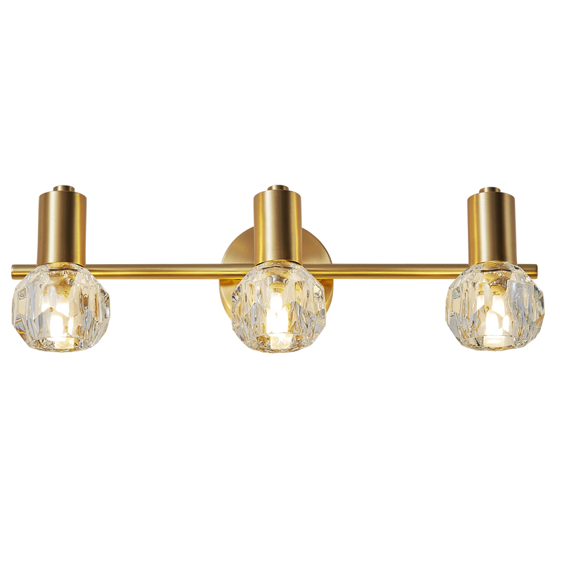 Post Modern Brass Wall Lamps Luxury 2/3 Heads K9 Crystal Lighting Fixture AC90-260V Nordic Creative Bedroom Bathroom Mirror Light