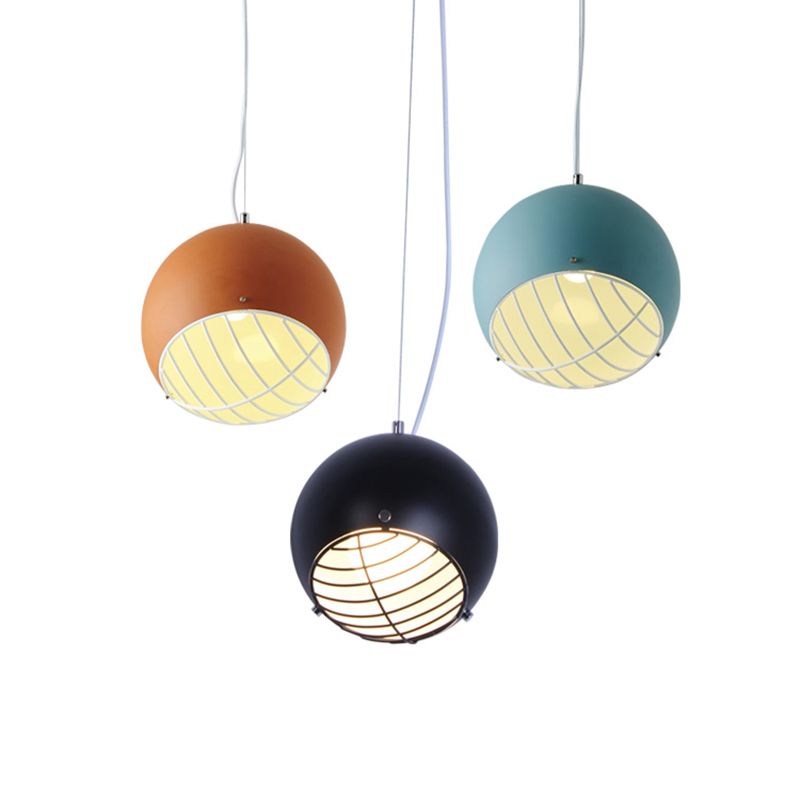 Postmodern colorful macaron pendant lights - iron art single-head droplights for kids' rooms, bedrooms, and restaurants