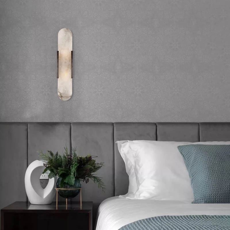 Postmodern creative natural marble LED wall lamp hardware for parlors, bedrooms, bedside, hotels, clubs, studies, and indoor sconce lighting