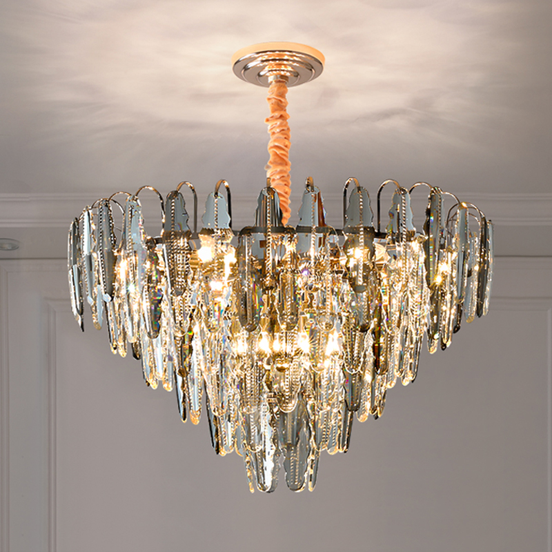 Postmodern crystal chandelier for stylish dining and living spaces, elegant Nordic bedroom lighting with atmospheric pendant design