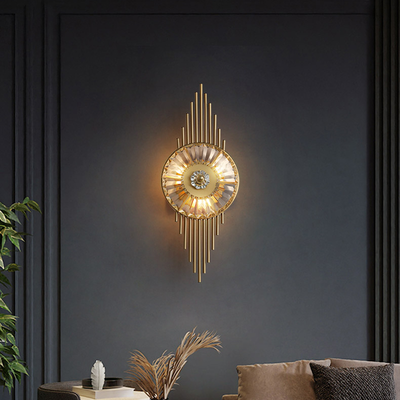 Postmodern crystal wall lamp for stylish living spaces, bedrooms, and hotel lighting, adding luxury to corridors and bathrooms