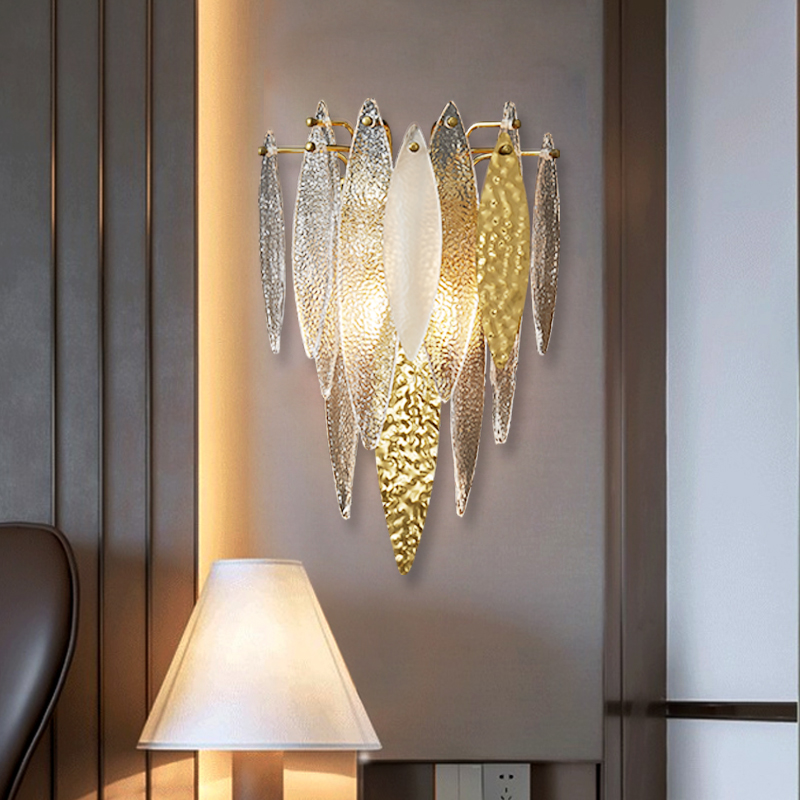 Postmodern LED glass wall lamp for living room, luxury bedroom bedside light, elegant hotel bathroom mirror lamp, stylish indoor crystal lighting