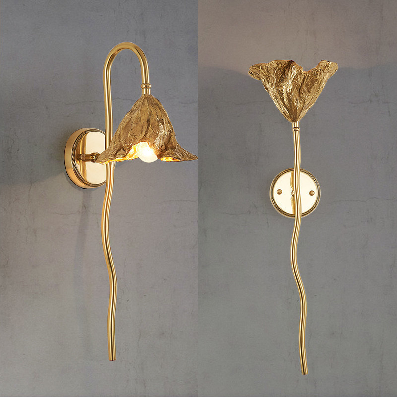 Postmodern LED lotus leaf wall lamp for bedroom, hallway, hotel lobby, living room, and TV background lighting in Nordic style