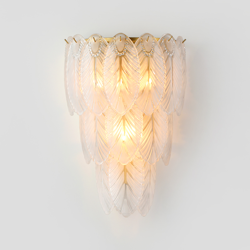 Postmodern luxury wall lamps for corridors, featuring Nordic-style feather glass designs ideal for living rooms, children's bedrooms, and bedside lighting