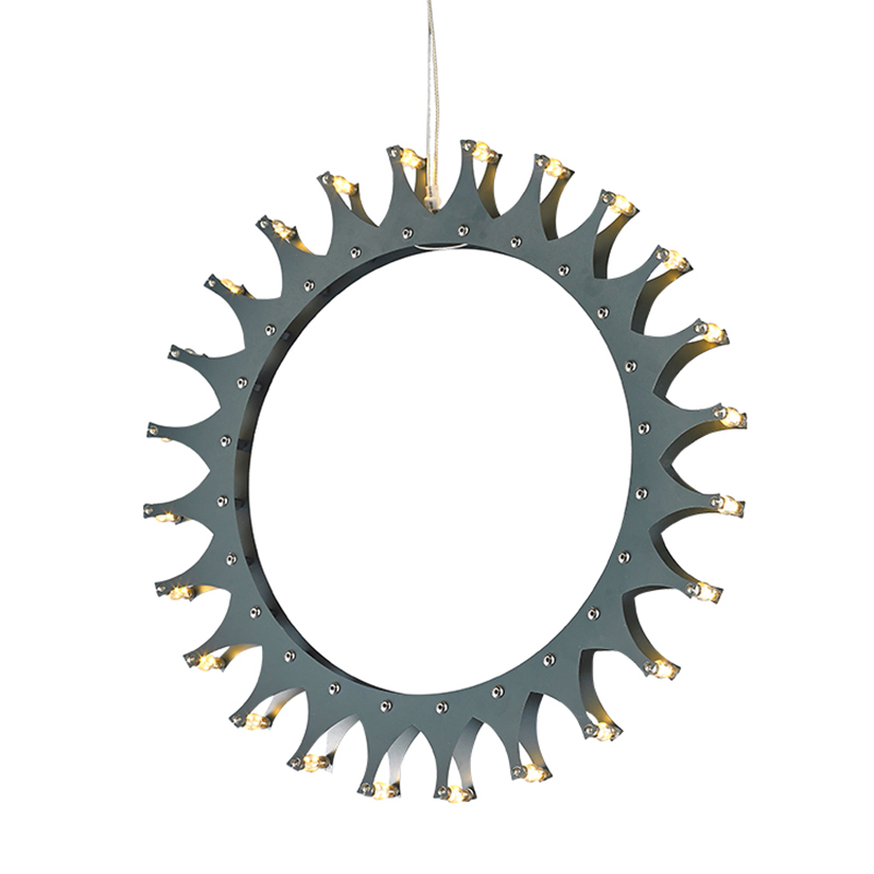 Postmodern macaron-style pendant lights with mechanical gear design and LED illumination for entryways, bedrooms, dining spaces, and children's rooms