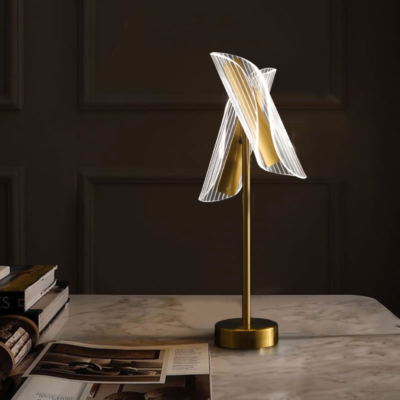 Postmodern minimalist acrylic table lamp with vertical lighting, ideal for Nordic-style bedrooms, desks, living rooms, studies, hotels, and offices
