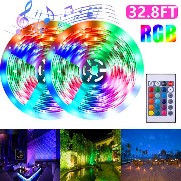 Premium 12V 5050 RGB WiFi-controlled 10m LED strip with 300 lights, 24-key remote, dual disks, 40W power, on sale