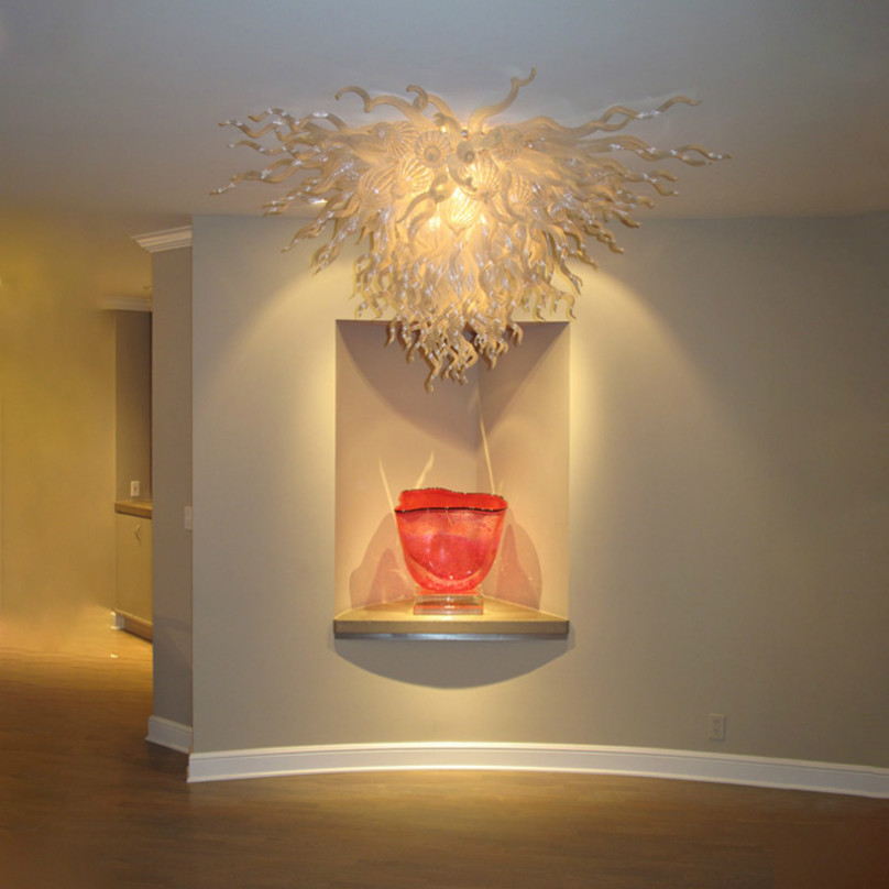 Pretty Ceiling Chandeliers Hand Blown Light Fixtures Glass Chandelier Lighting White 36 Inches Wide 20 Inches High LED living room furniture

Elegant white glass LED chandelier with hand-blown fixt...