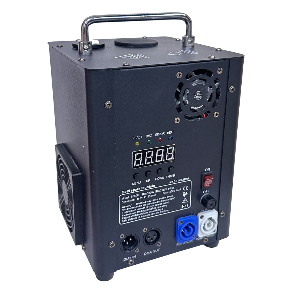 Professional cold spark fountain machine with DMX control for events and shows