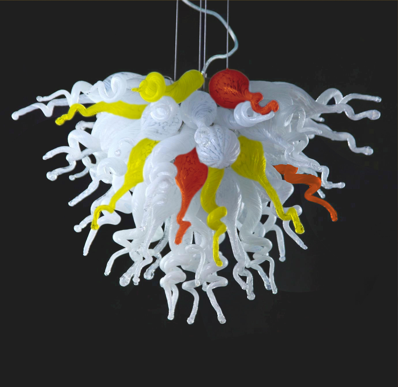 Pure White Rustic Italian Lobby Pendant Lamp with Handcrafted Glass Chandelier Lighting