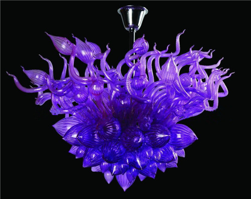 Purple elegant wedding chandeliers with Murano glass ceiling lights in decorative purple hues