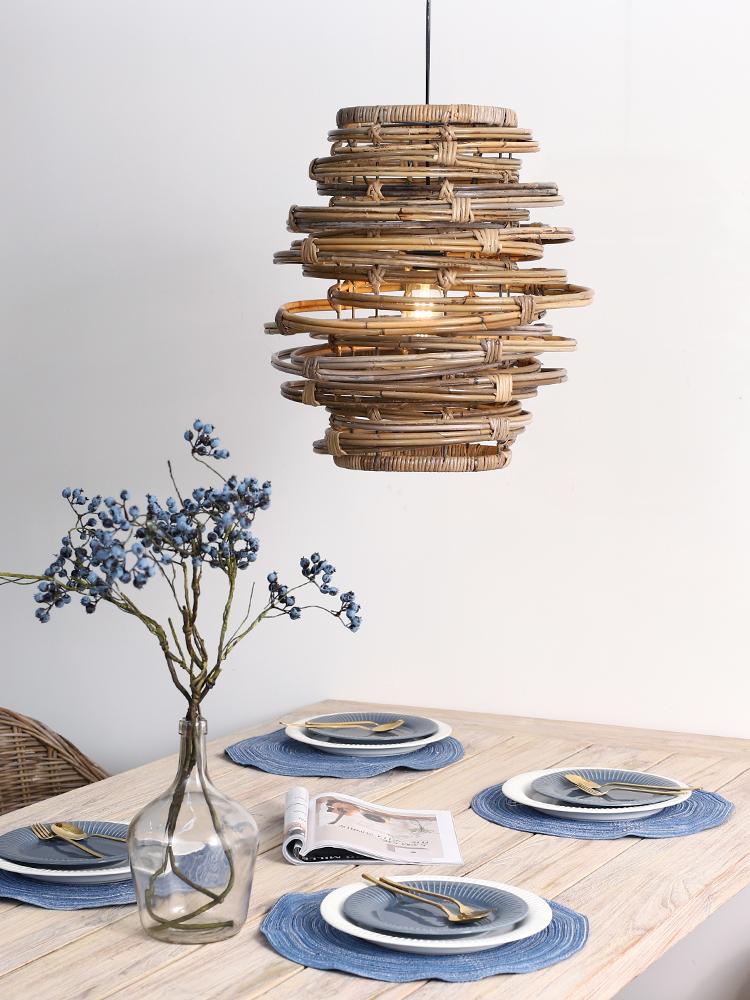 Rattan Retro Handmade Chandelier Cover for Rural Lighting Lampshades