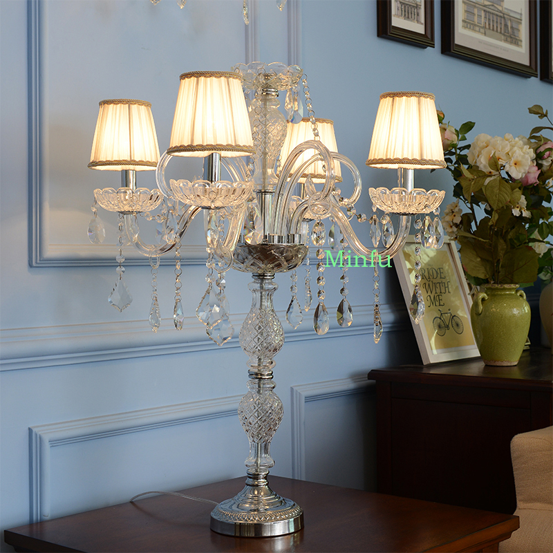 Reading Lighting Switch Candelabra Table Lamp Bedroom Luxury Crystal Table Lamps Dressing Light Hotel Living Room Floor