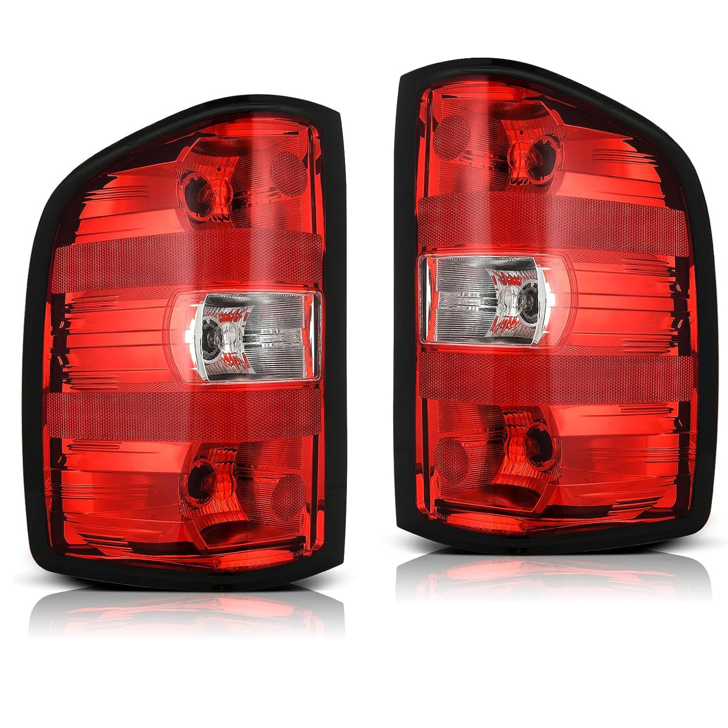 Rear tail light assembly with bulbs and wiring for 2007-2014 Chevy Silverado and 2012-2014 GMC Sierra models
