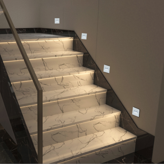 Recessed LED wall lamps with PIR motion sensor for staircases, corridor lighting, and indoor wall lights, operating at 85-265V AC