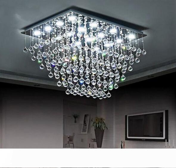 rectangle-shaped large crystal chandelier lamps with flush mount for 110V/220V LED lighting in living rooms