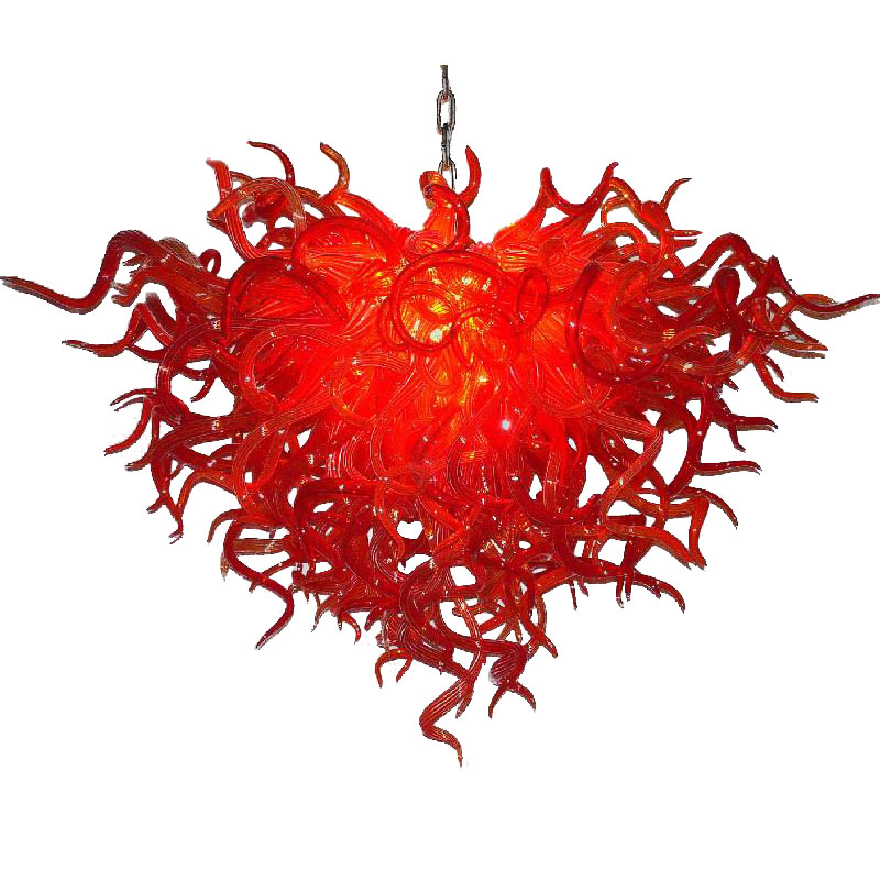 Red Chandeliers for Weddings: Elegant Modern LED Lights with Handcrafted Glass Design