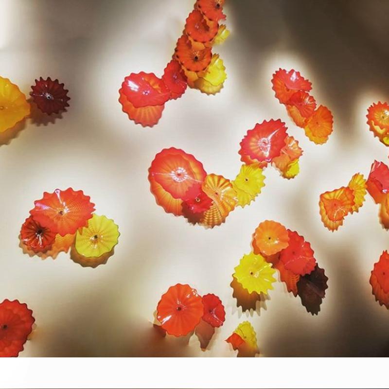 RED Yellow Custom Wall Mounted Colored Decorative Glass Plates 25-45cm Diameter Free Shipping