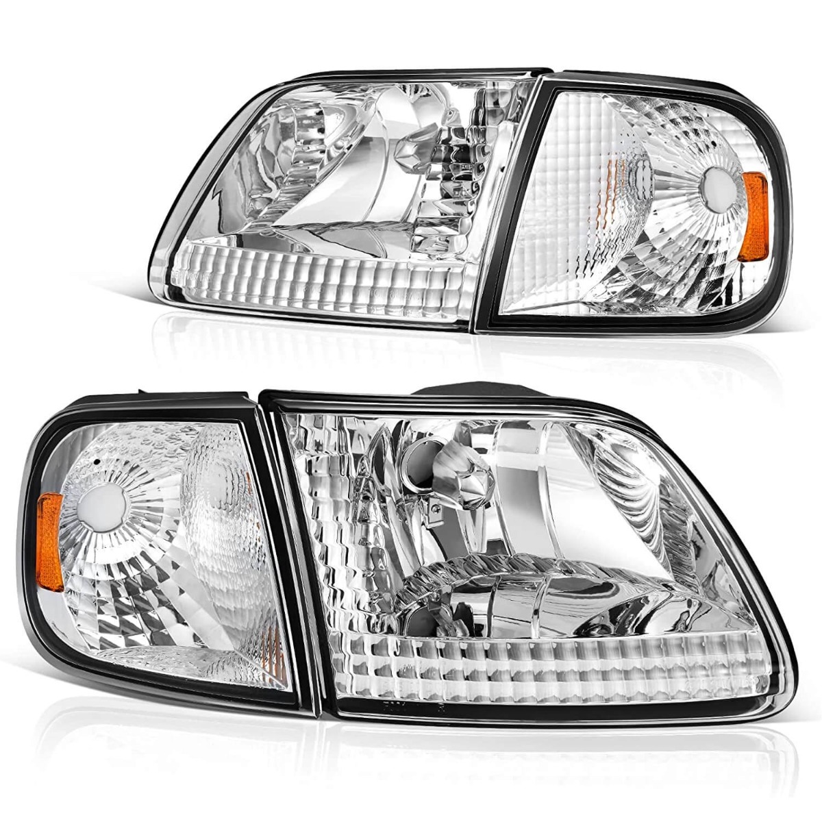 Replacement chrome housing headlight assembly for 1997-2004 Ford F-150 and 1997-2002 Expedition models