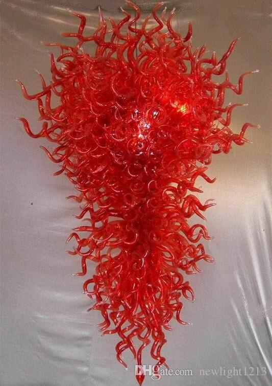 Residential Big Decorative Lamps Large Red Chandelelier Lamps Inspired 100% Hand Blown Glass Art Lamp