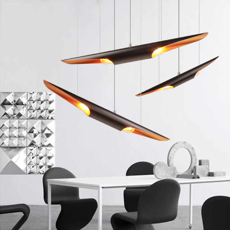 Restaurant pendant lighting with retro Nordic style and oblique aluminum shade for kitchen bars or study rooms