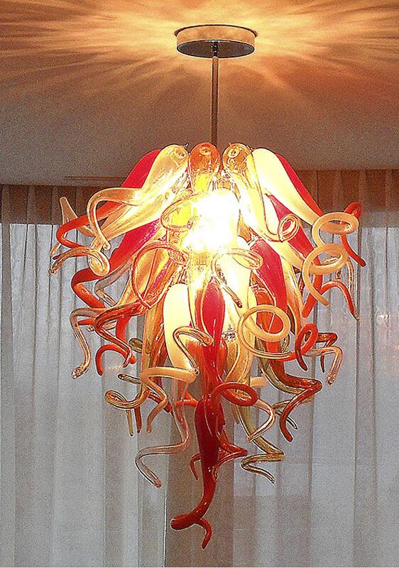 Retro LED glass pendant lights with mouth-blown chandelier ceiling fixtures