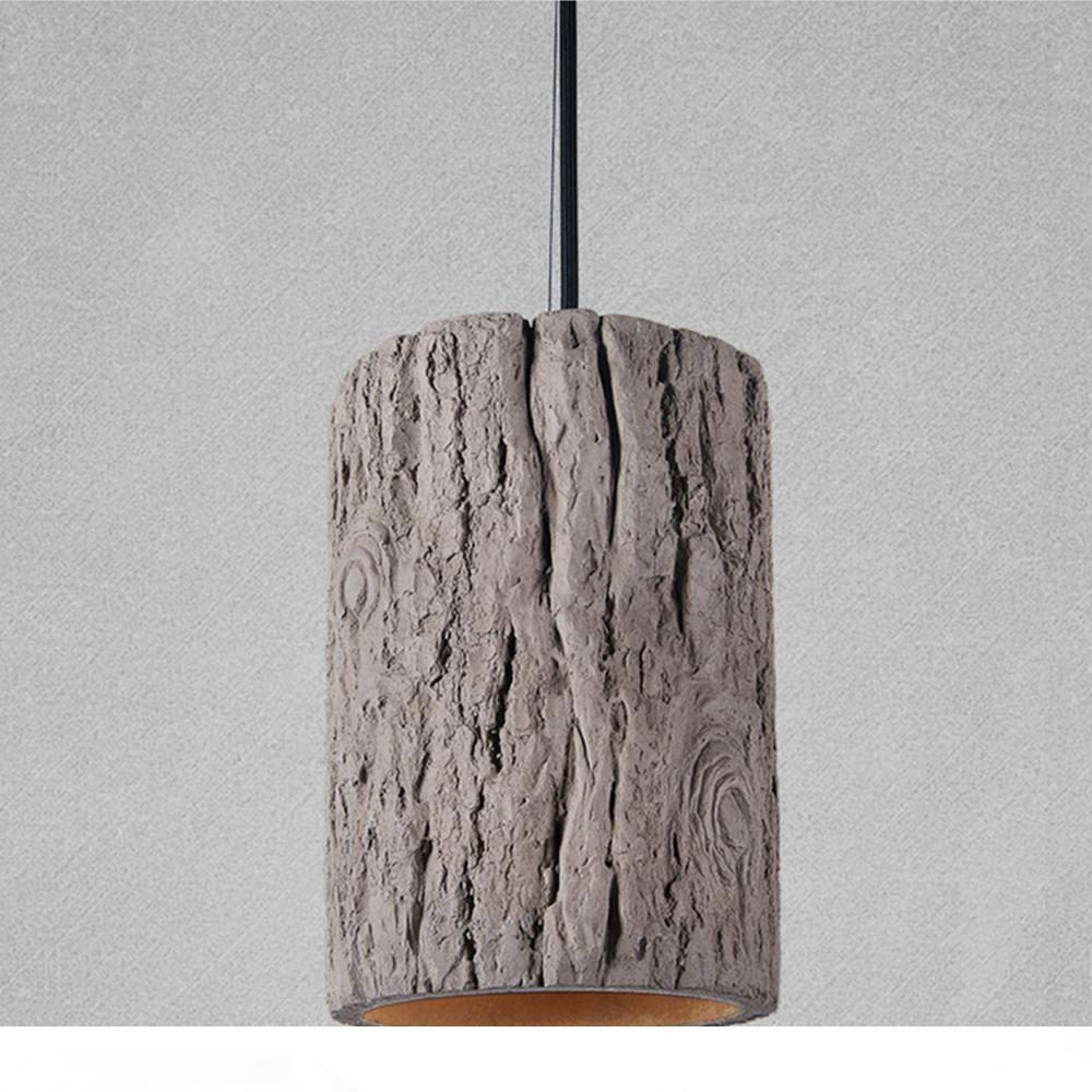Retro Nordic-style cement pendant lamps with E27 sockets and LED lighting for modern dining and living spaces