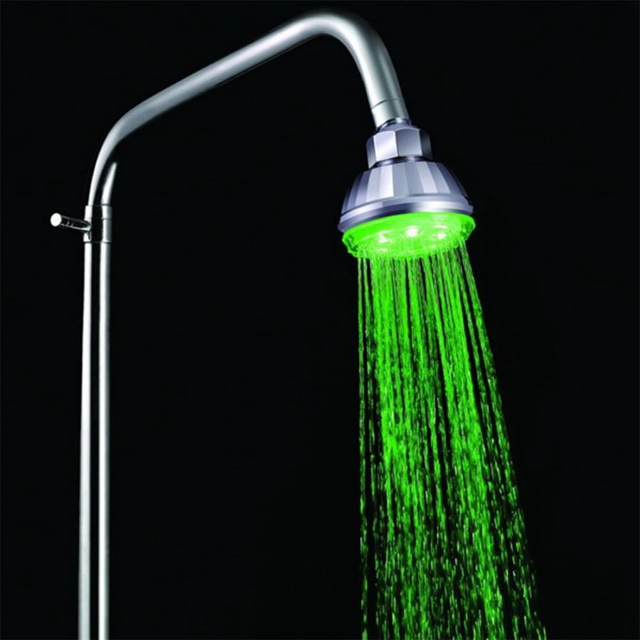 RGB 3-color changing LED shower head with temperature sensor and high-pressure spray