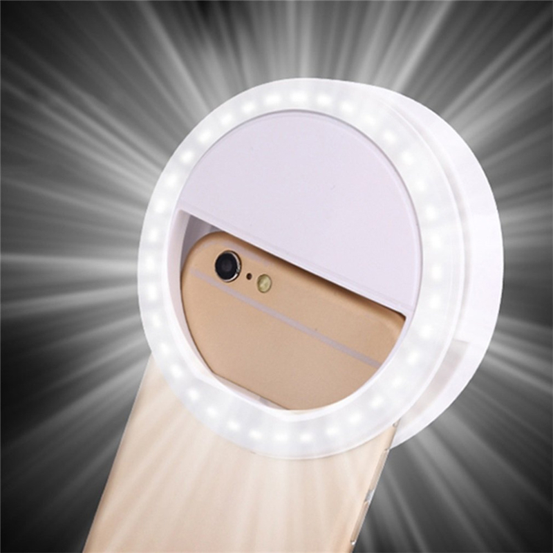Ring light for phone selfies with adjustable brightness, ideal for mobile photography