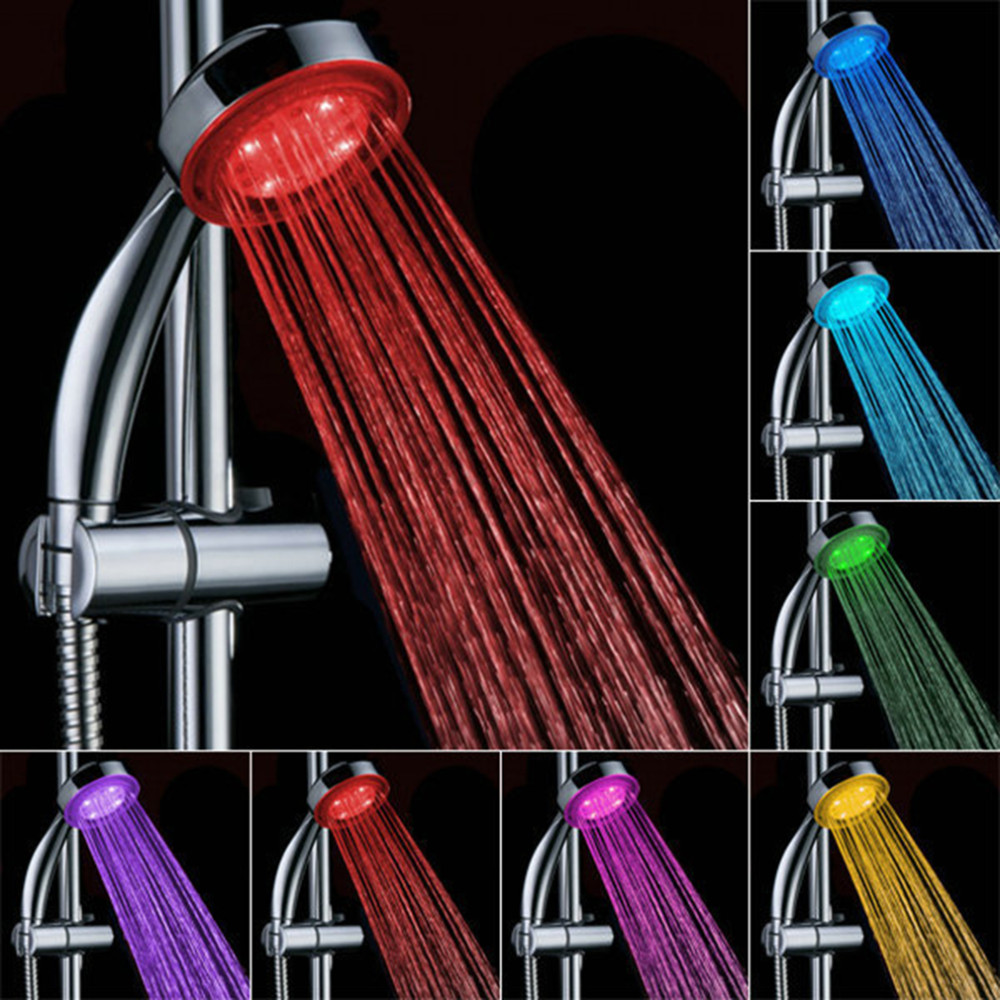 Romantic 7-color LED rainfall shower head with automatic color changing for bathroom water baths